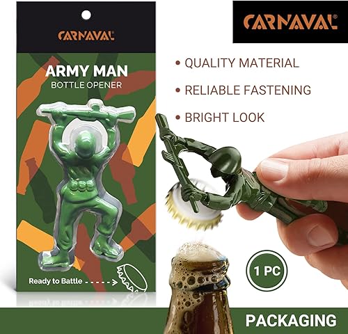 Miniatura 2 de Carnaval Abrebotellas Green Army Man - Divertido barman compatible, diseño de mini soldado de metal