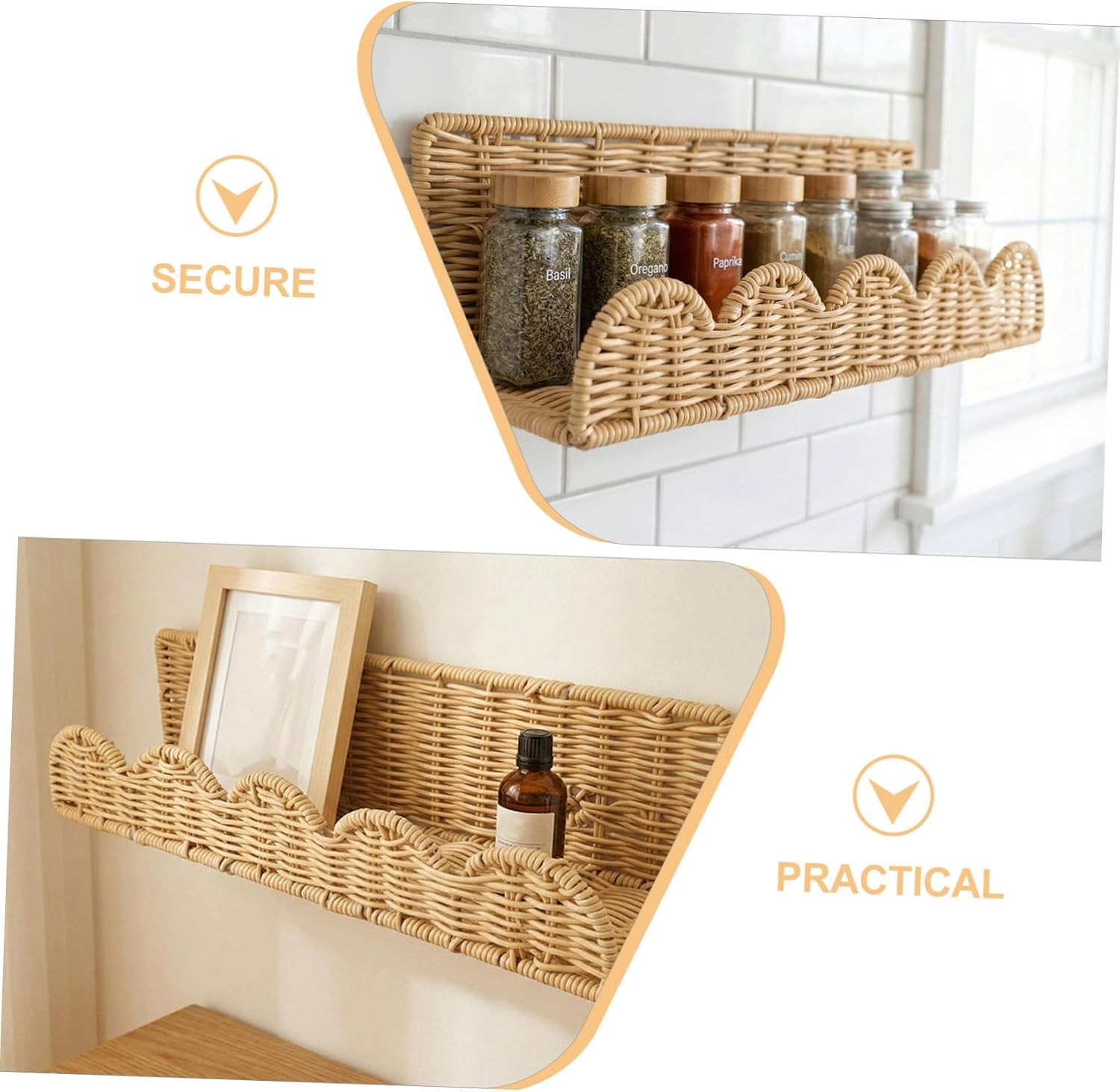 Mipcase Woven Fan-shaped Wall Hanging Basket Rattan Style Storage Basket for Kitchen and Entryway Multipurpose Vegetable and Fruit Organizer
