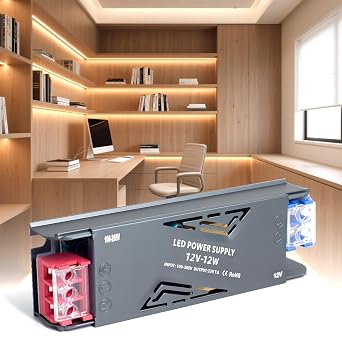 12V 12W LED Driver, Ultra Slim LED Transformer 240V AC to 12V DC 1A 12 Watt Quiet Low Volt Converter LEDs Power Supply Constant Voltage For LEDs Strip, Wall Lamp, Indoor