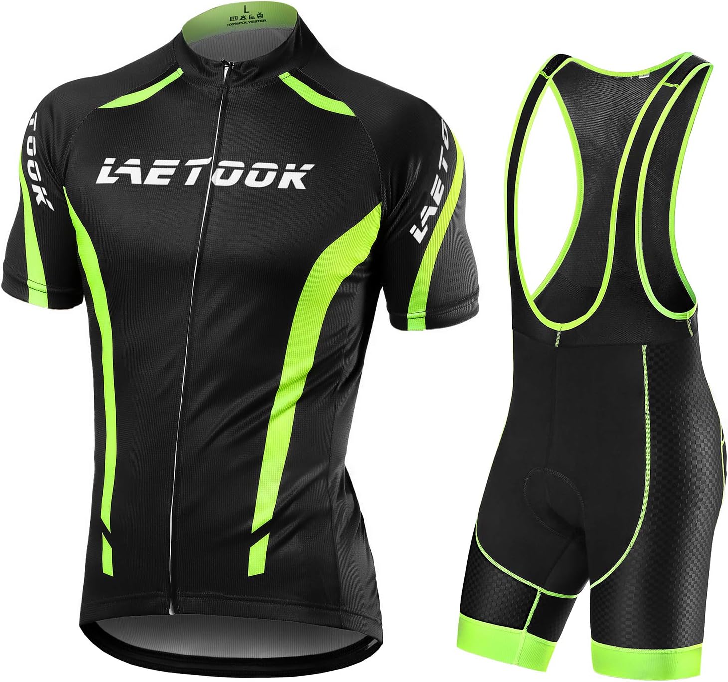 LetookMen’s Cycling Suits, Cycling Jerseys & Shorts Set with Gel Pad for Outdoor Riding Biking