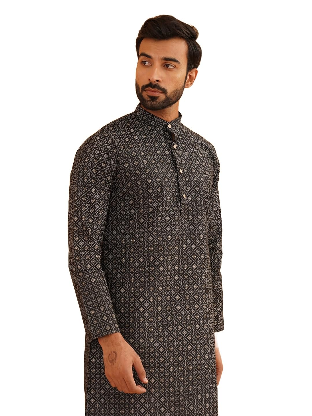 sojanya Men's Silk Blend Regular Fit (Since 1958 Striped ONLY Long Kurta)-picture-12