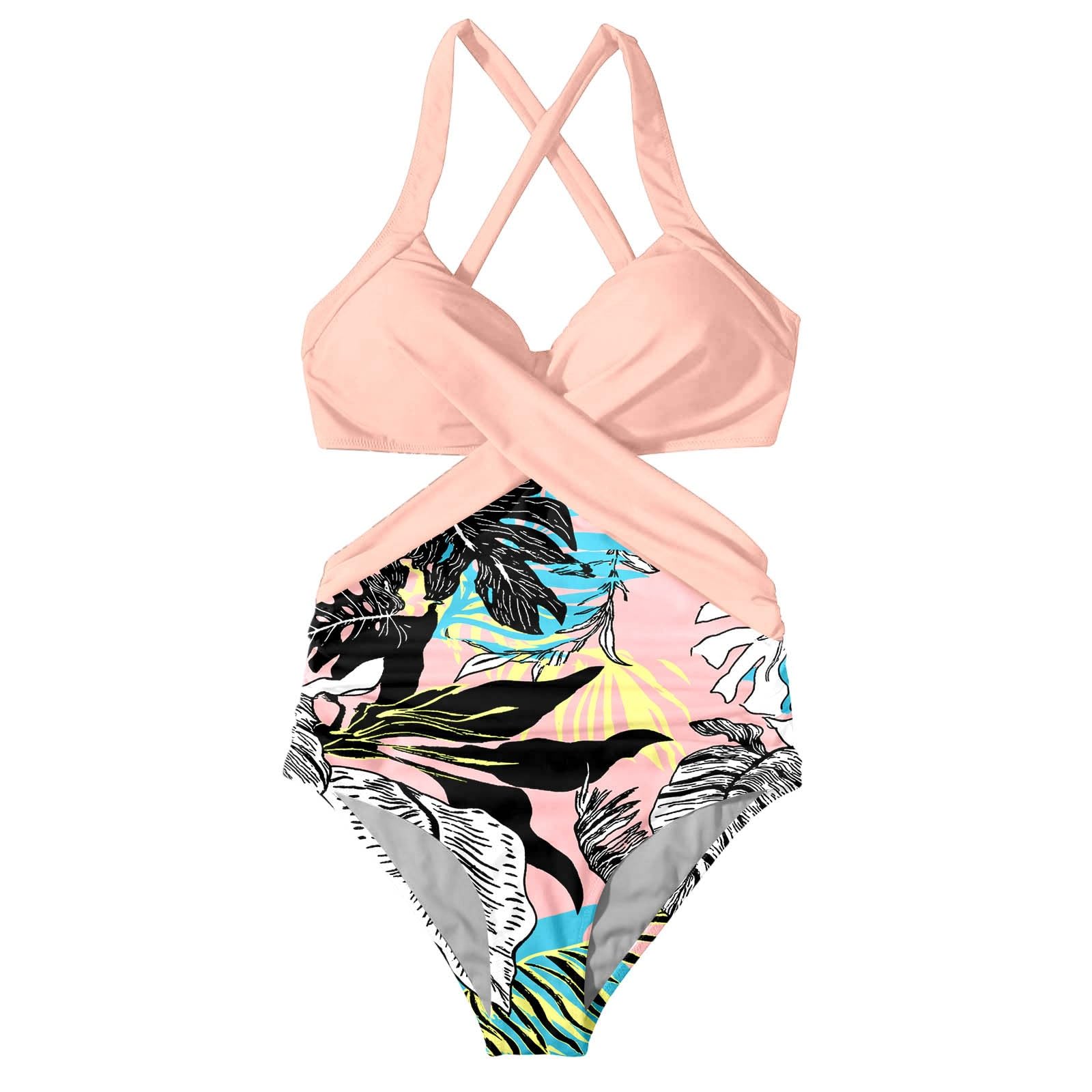 Bikini con Stampa Floreale sul Retro, Lacci Regolabili, Gamba Alta, Donna, Costume da Bagno Sexy per Spiaggia e Piscina