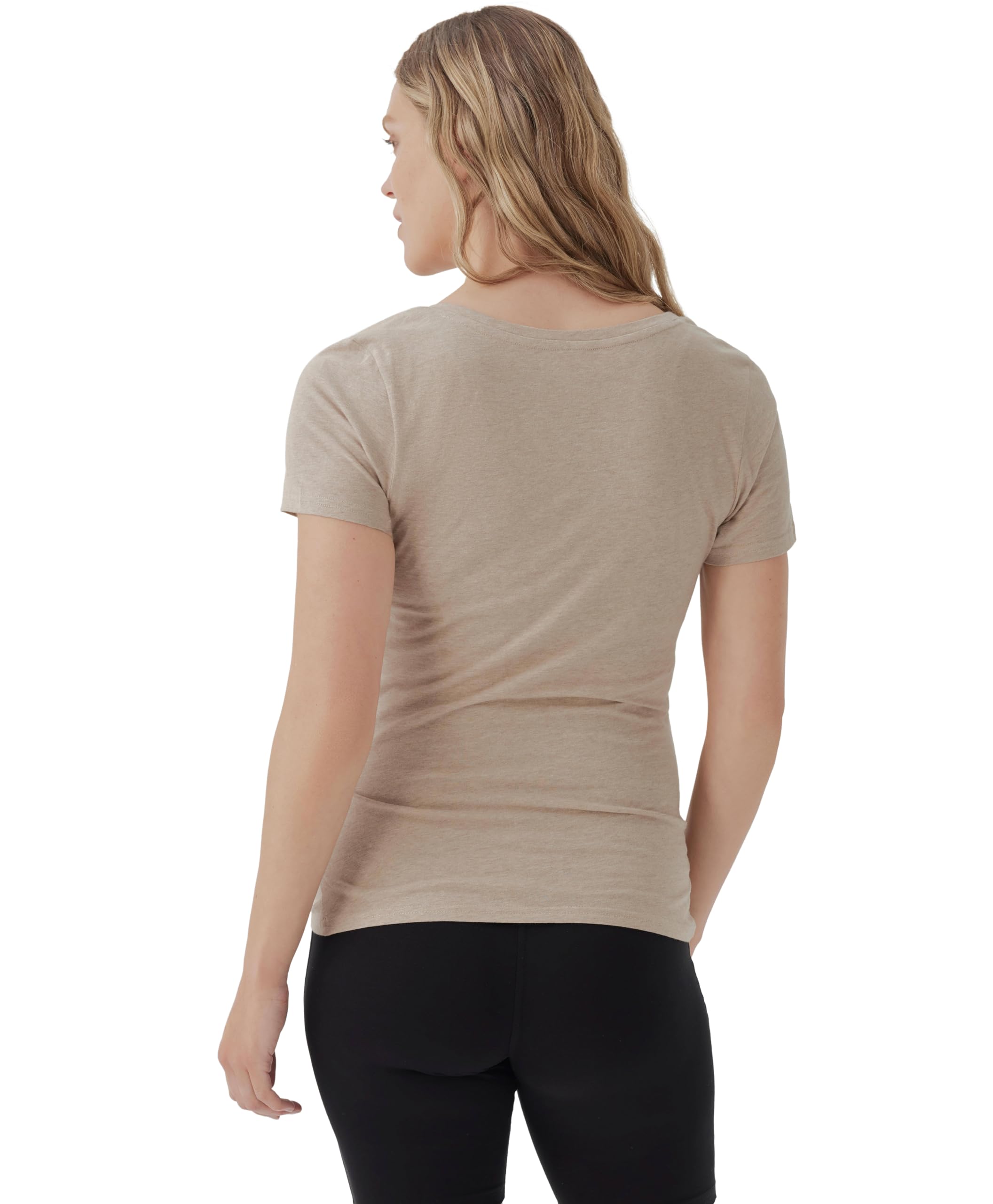 Pact Organic Cotton V-Neck Ruched Maternity Tee Shirts, Soft Pregnancy Top with Stretch