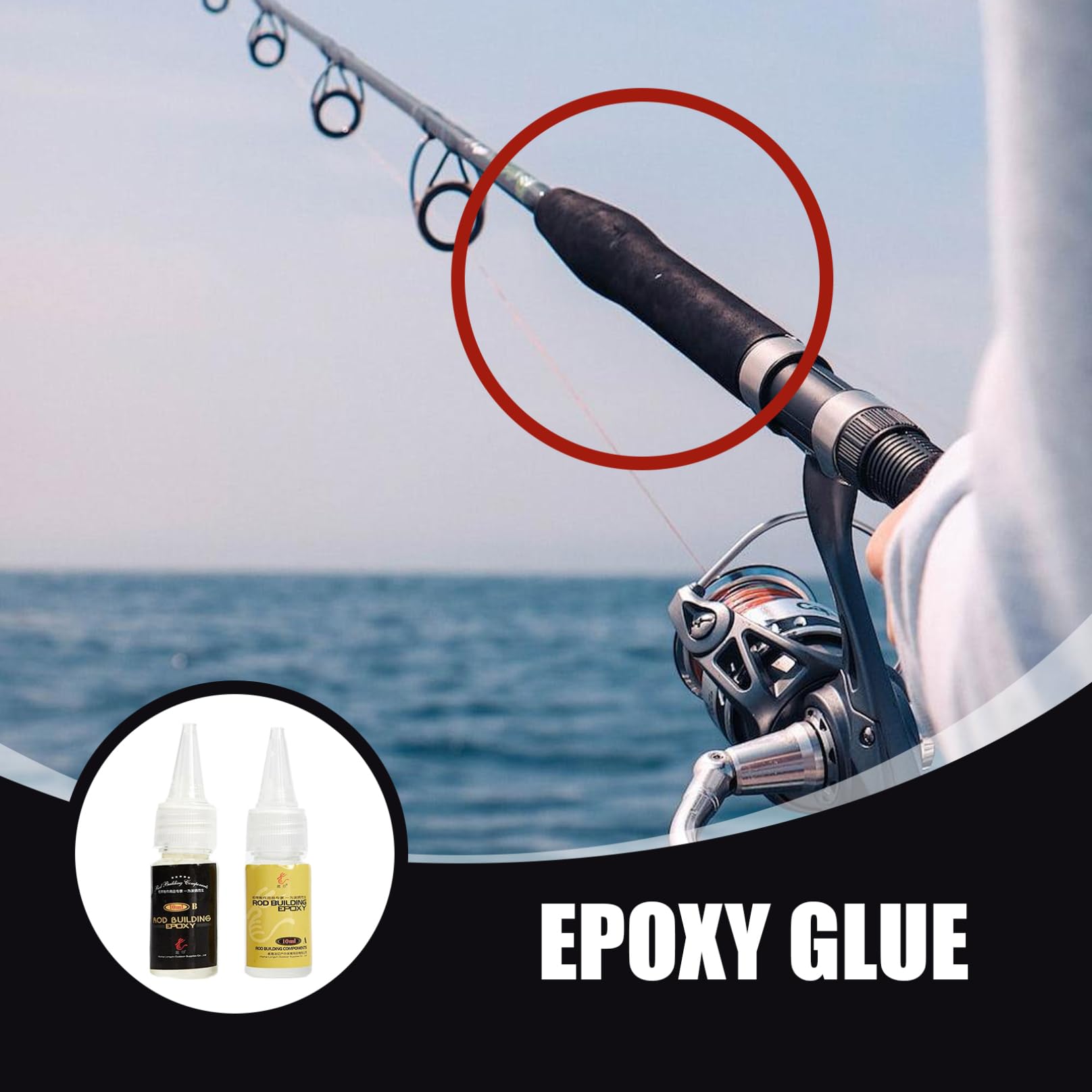 Riparazione delle canne da pesca, Colla epossidica transparente da 10 ml per canna da pesca