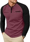 Sailwind Hommes manches longues Henley Chemises Casual Classic Tee Button de coton Henley