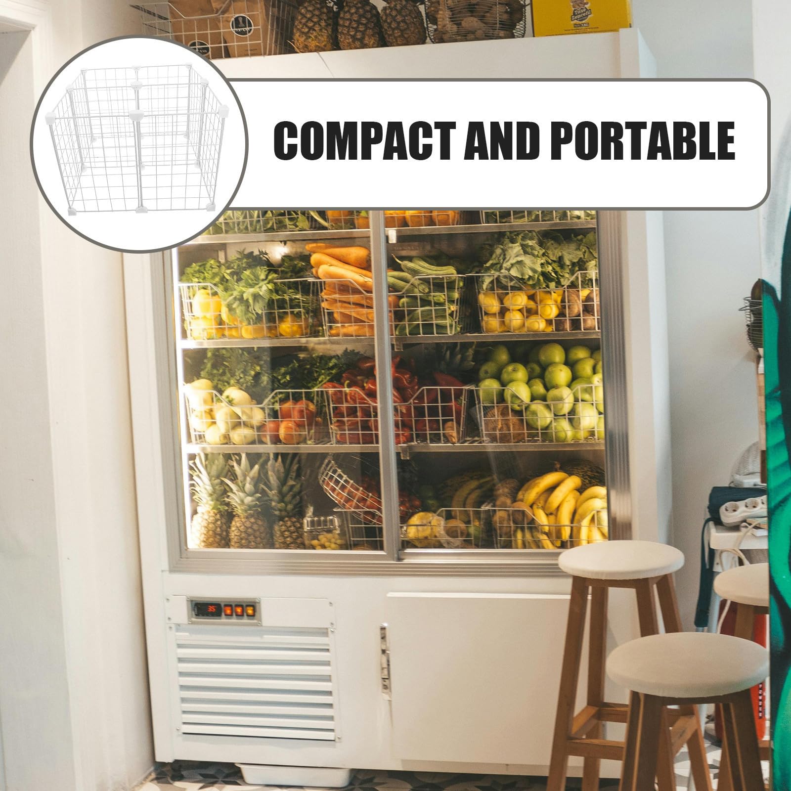 UKCOCO Divisor Organizador para Congelador de Mariscos Estructura de Hierro y Plástico Blanco, Adaptable para Espacios Comerciales Almacenamiento