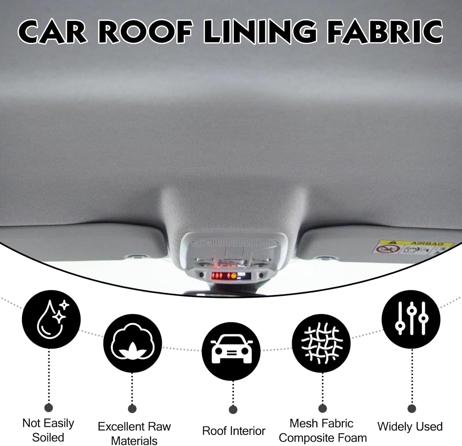 Headliner Fabric Mesh Type 59" Wx98.4 L Stylish Mesh with Foam Backing,Replacement Headliner Material, for All Vehicles RV Boat Home Roof Upholstery Fabric, Light Gray