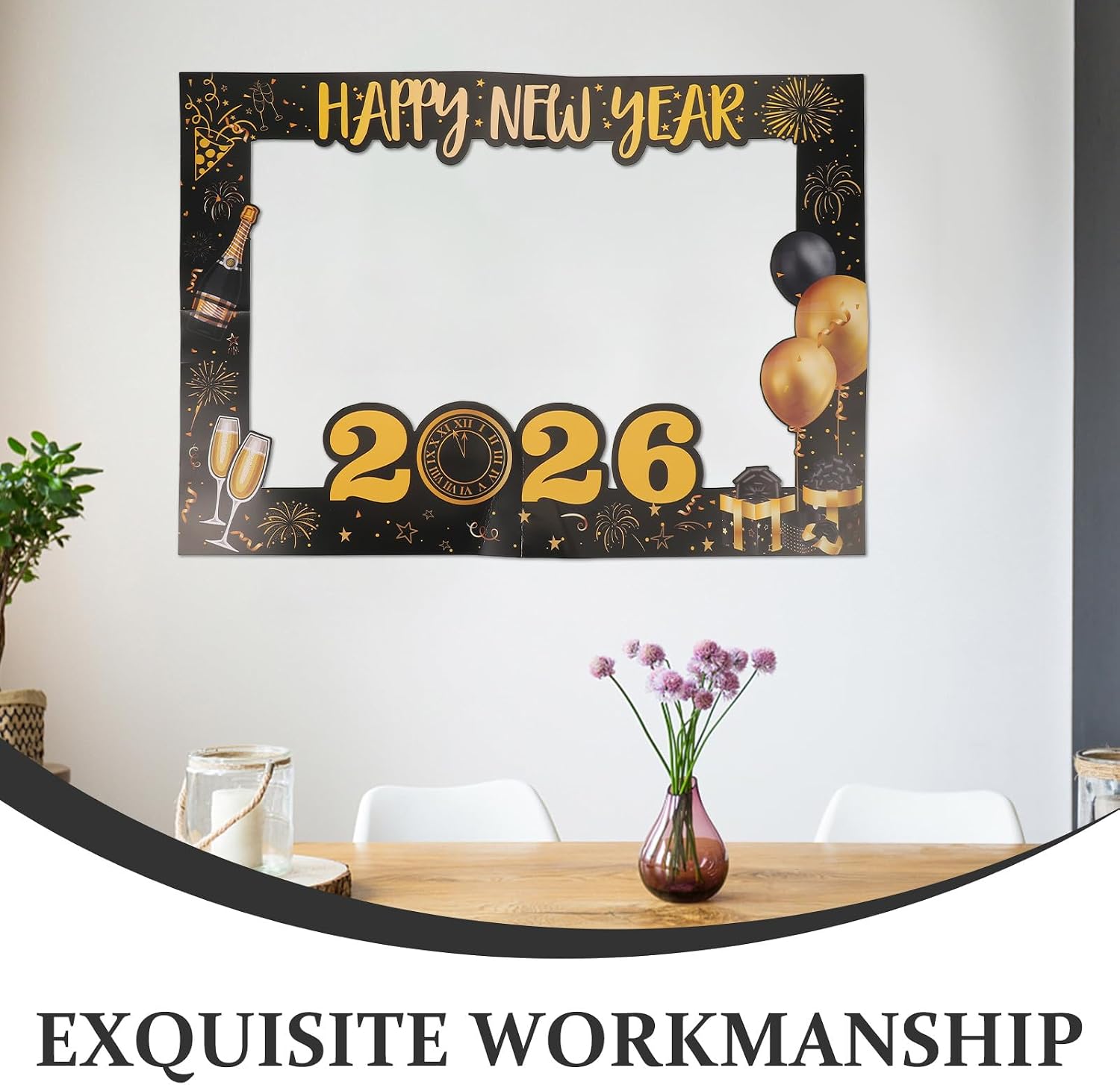 Kichvoe New Year Photo Booth Frame 2026: DIY Handheld Selfie Prop - Countdown Party Decoration for Holiday Backdrops Family Party Fun