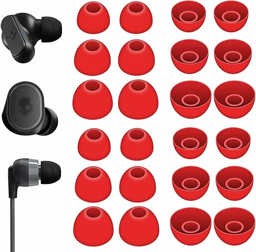 Vista 14 de 12 pares de almohadillas compatibles con auriculares intrauditivos Skullcandy, accesorios de silicona flexible de repuesto compatibles con Negro