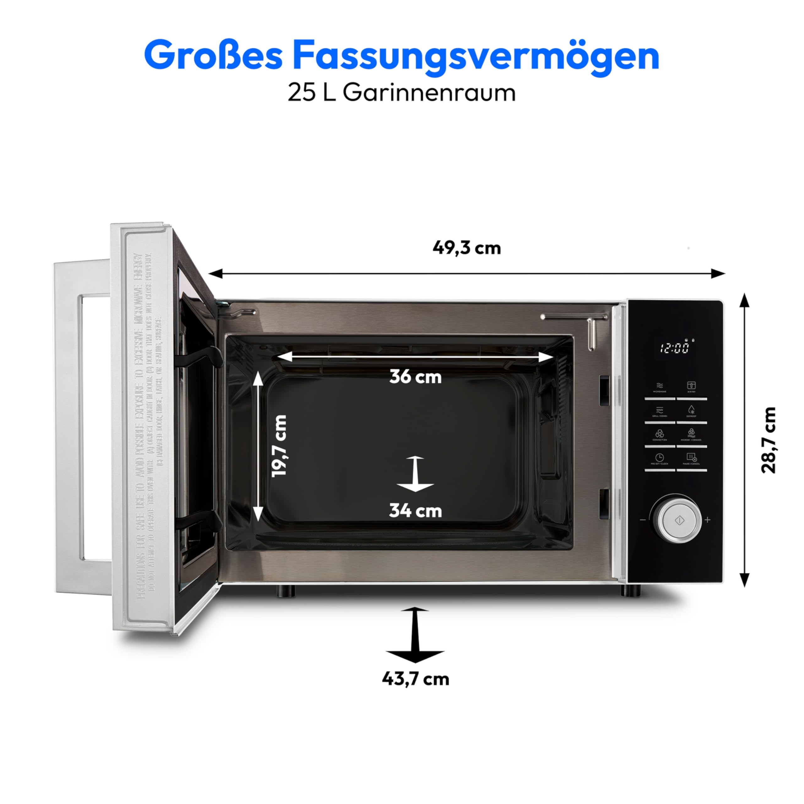 MEDION Mikrowelle mit Grill und Heißluft, Airfryer, 25 Liter, 900 W, MD12231 hell grau