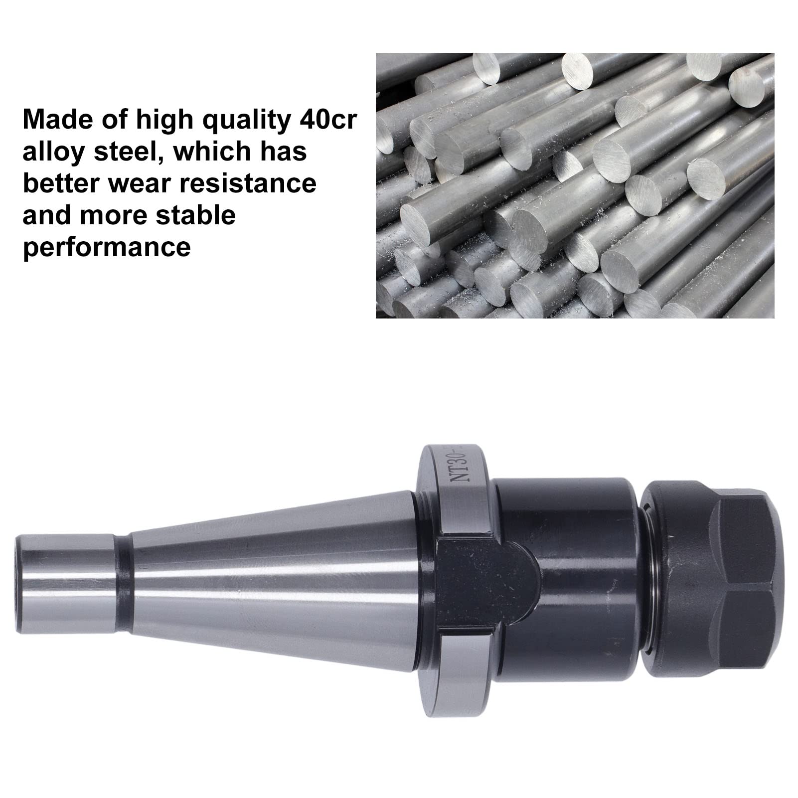 Shank Collet Chuck, NT30 ER20 0.003 Accuracy Vacuum Quenched Good Structural Rigidity Connection Protective Fine Grinding Processed Metal Straight Collet Milling Chuck Holder