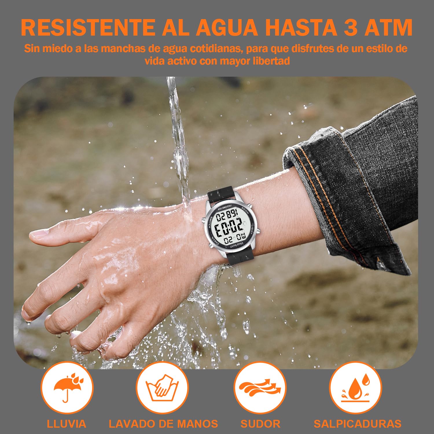 Hearkent Pedometro Orologio da passeggio per anziani, senza Bluetooth, senza app richiesta, con contatore di passi e numeri LCD grandi