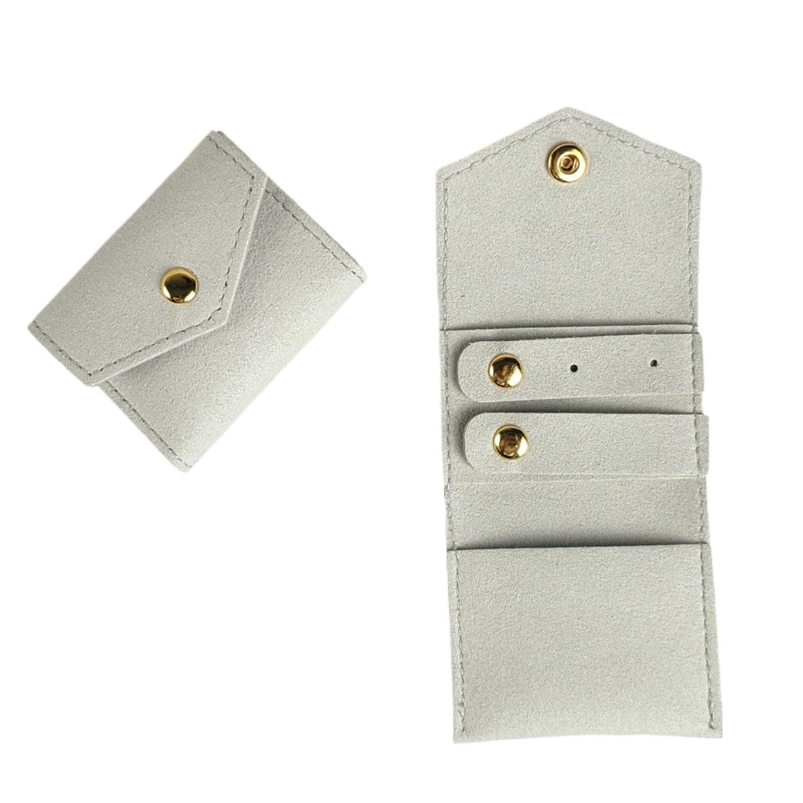 RUWLFE 2Pcs Mini Jewelry Display Bag Portable Roll Case Foldable Pouch ForTrips Gift for Rings, Necklaces, Earrings(Grey)
