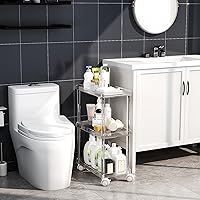 Vista 7 de Aquiver Carrito de almacenamiento delgado de acrílico, carrito utilitario de 3 niveles, para cocina, baño, sala de estar, lavandería, lugares