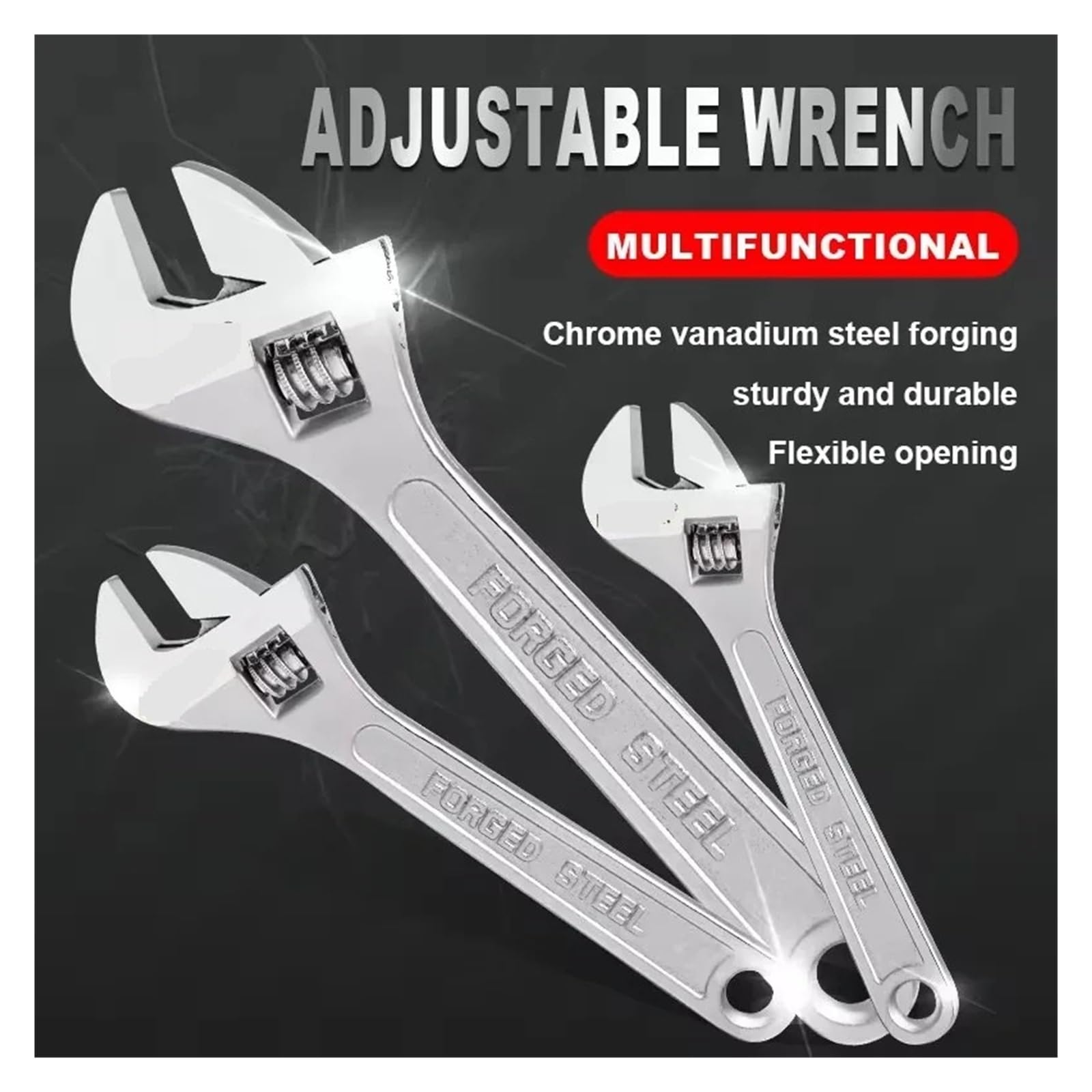 Klucz nastawny, Duży otwór, długi uchwyt, uniwersalny klucz zaciskowy, stal, narzędzia do ręcznej naprawy w warsztacie mechanicznym(6inch)