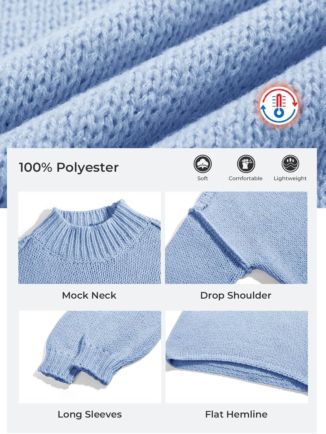 Haloumoning Girls Oversized Sweater Kids Batwing Long Sleeve Mock Neck Pullover Fall Clothes 5-14Y