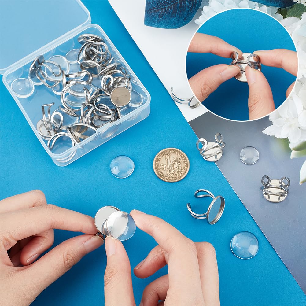 Set 16 Basi Anello Regolabili In Acciaio Inox - Per Creazione Gioielli Fai Da Te - Foto 6