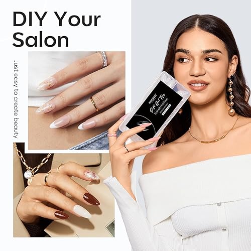 Miniatura 4 de Modelones Puntas de uñas medianas de almendra  500 uñas postizas de gel de cobertura completa preformadas, puntas de uñas de gel sin lima más