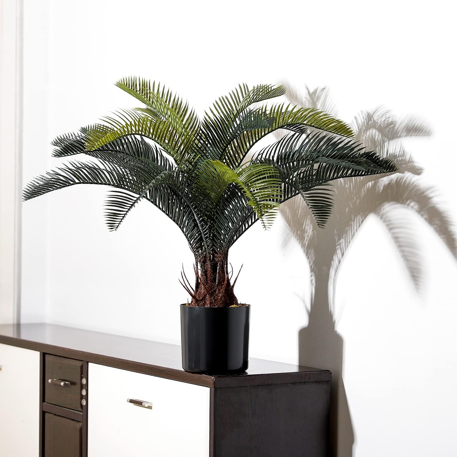 ALLTOP TURF Nearly Natural 20" Artificial Cycas Plant(18 Leaves) Fake Revoluta Sago Palm Tree for Indoor Home Garden Office Store Floor Decoration, with Black Pot - Image 7