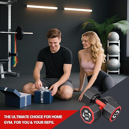 Miniatura 8 de Yoleo Juego de mancuernas ajustables, juego de mancuernas 4 en 1 para gimnasio en casa, cada una de 10 libras, 15 libras, 20 libras, 25 libras con