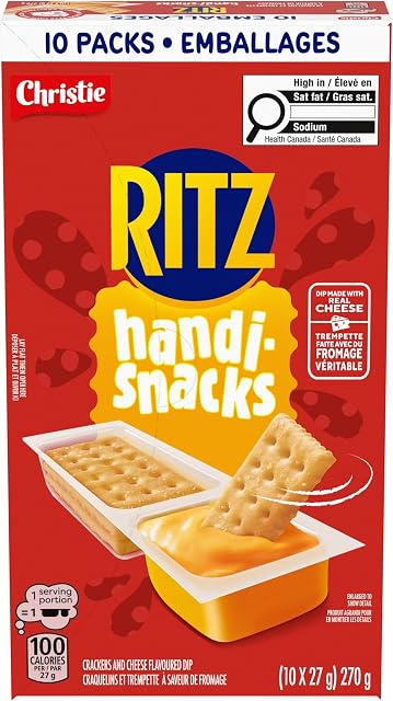 RITZ, Handi Snacks, Pack of 10, Individually Wrapped, School, Lunch, Crackers and Dip Made With Real Cheese, 27 g