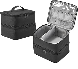 Nail Polish Organizer - Double-Layer Nail Polish Storage and Nail Dryer Case - Holds 27 Bottles (15ml - 0.5 fl.oz), Nail Polish Carrying Case with Adjustable Dividers (Black)