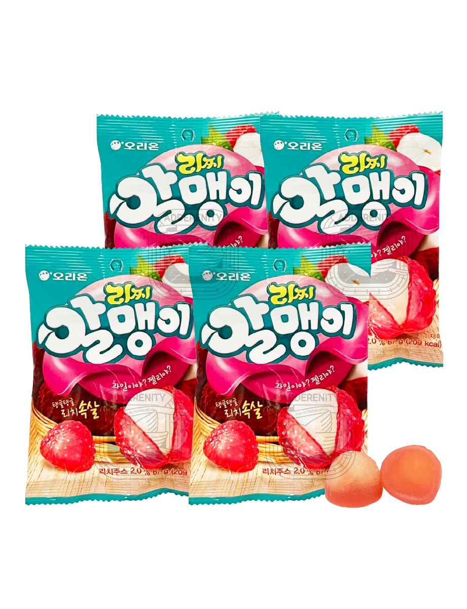 Fruit Peelable Candy - Litchi Flavor 67g X 4pack (268g/9.46oz) Jelly Filled Gummies, Gluten Free Individually Wrapped Korean Snacks 한국 과일맛 젤리