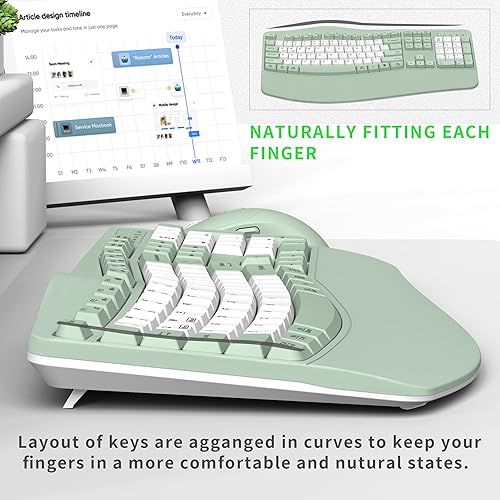 Vista 4 de Wireless Keyboard and Mouse Combo,2.4G Full Size Wave Keys Ergonomic Keyboard with Wrist Rest for Natural Typing, 3 DPI Adjustable Ergonomic Mouse