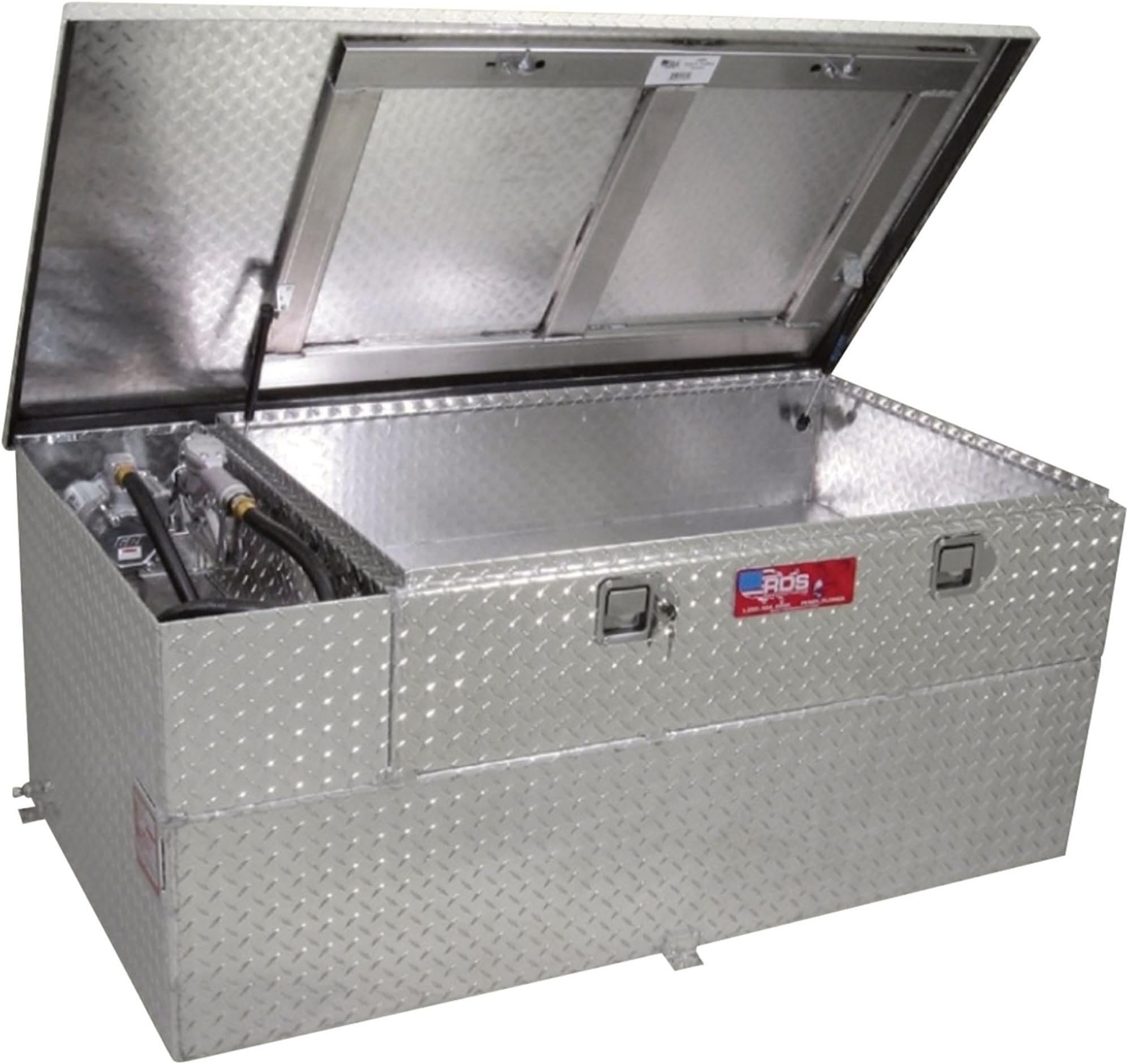 RDS Aluminum Transfer Fuel Tank Toolbox Combo with GPI 12V Fuel Transfer Pump - 52-Gallon, Rectangular, Diamond Plate, 8 GPM, Model Number 73615