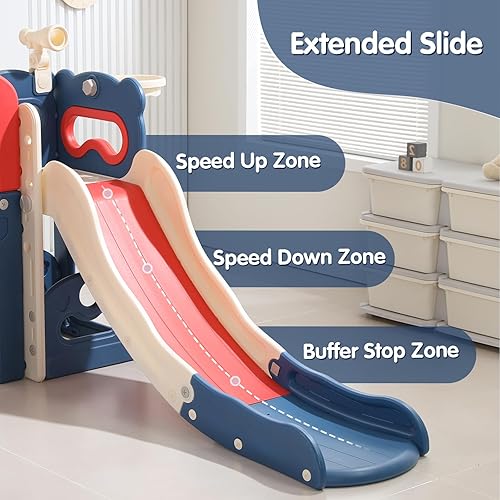Miniatura 6 de Conjunto de juegos para exteriores para niños pequeños, tobogán de escalada para interiores, juego independiente 8 en 1, funcional para patio