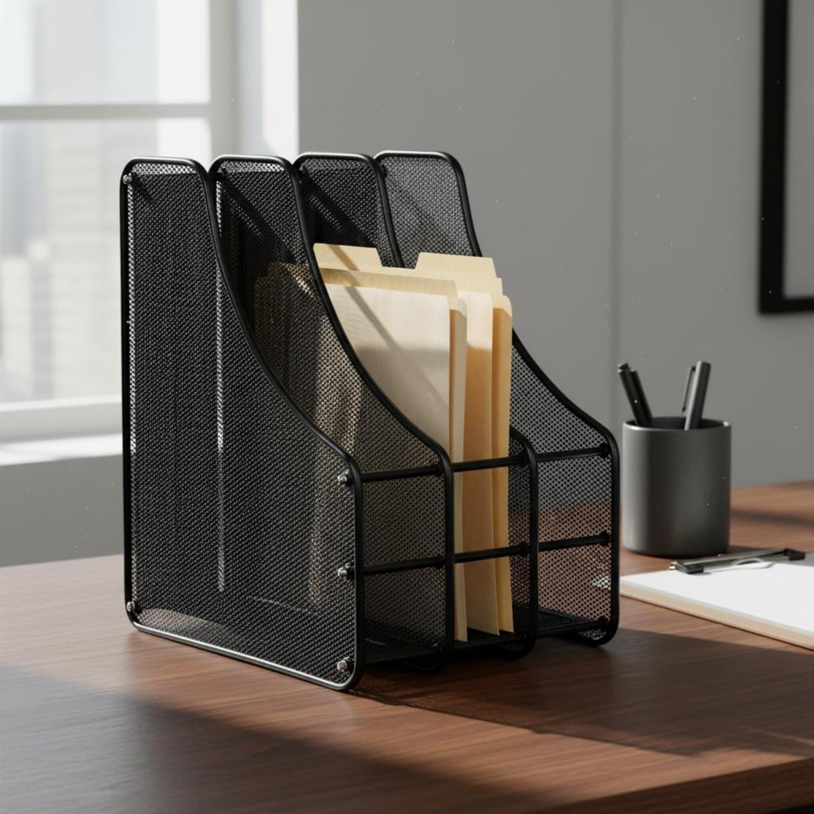 Portadocumenti a Rete Portadocumenti Organizer Portafogli Metallo Robusto Mantiene Penne E Note con Design Aperto per Ricerca Rapida Adatto per, Moderno-B