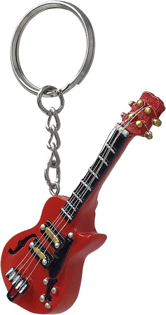 BANBERRY DESIGNS Guitar Keychain Gift for Guitarist, Music Lover Key Ring, Mini Guitar Charm for Men Women Teens, Musician Bag Charm, Stocking Stuffer, Birthday Gift, Party Favor, 1/2 Inch