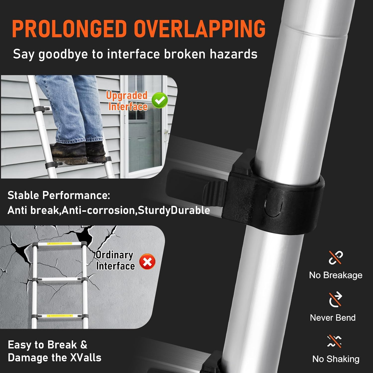 26.2FT Telescoping Aluminum Ladder - Lightweight, Heavy Duty 330lbs Capacity, Non-Slip Feet, Portable Folding, Multi-Purpose Collapsible for Home, RV, Attic, Outdoor Use