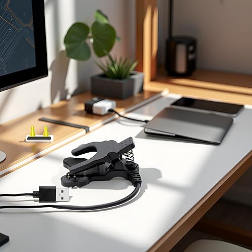 Miniatura 2 de Compatible con puerto USB negro, 2 pines, 0.118 in, 0.157 in, tipo clip, adaptador de cargador USB para pulseras de reloj inteligente, cargadores y