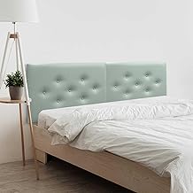 DHOME Acualine Faux Leather or Fabric Headboard with 3 Intervaled Rows of Buttons Upholstered Headboard Luxury Bed (Teal Faux Leather, 190 cm Double)
