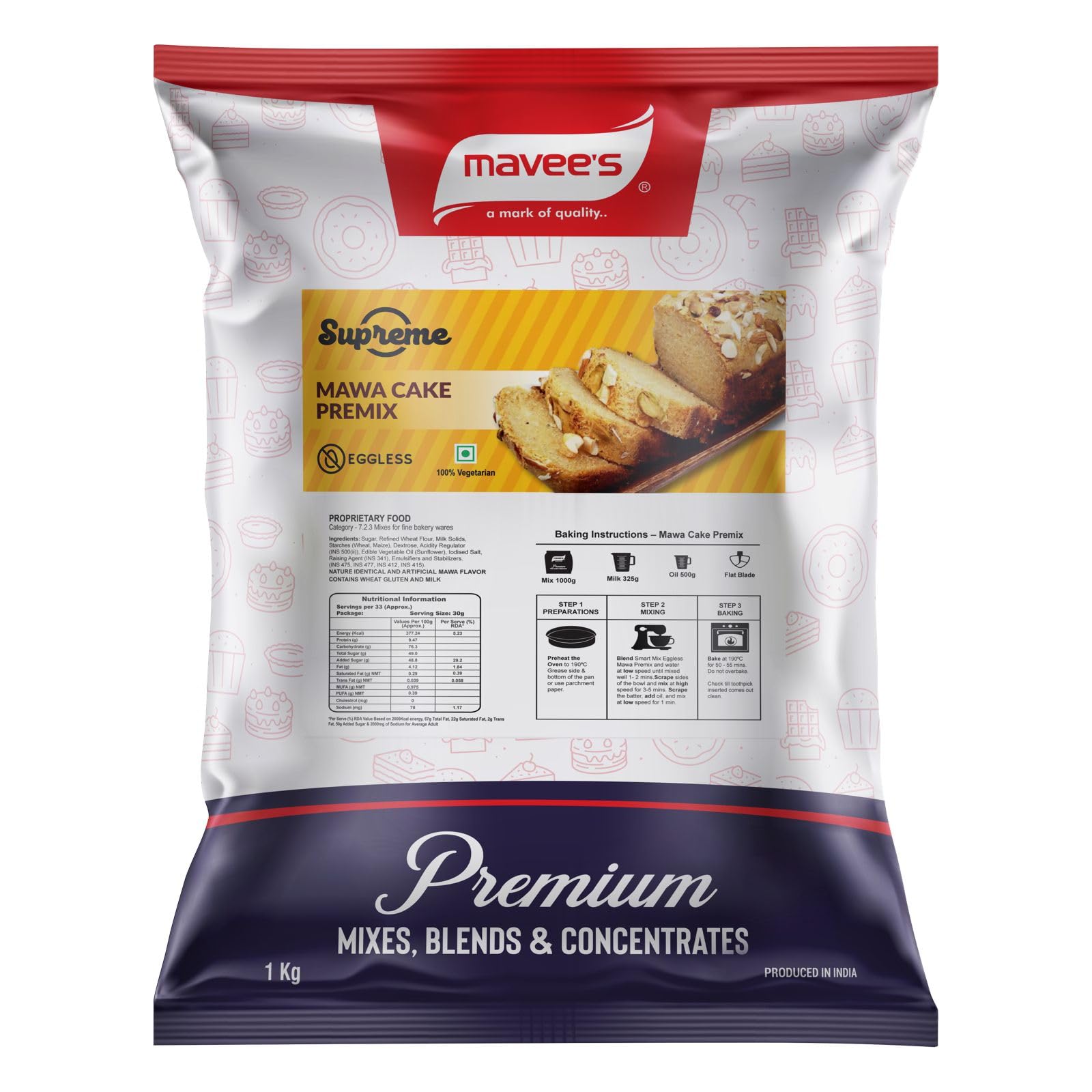 Supreme - Mawa Cake Mix Eggless | Premium Baking solutions | Instant Cake Premix Powder | 1Kg (B0C9TX8QR4) Amazon Price History, Amazon Price Tracker