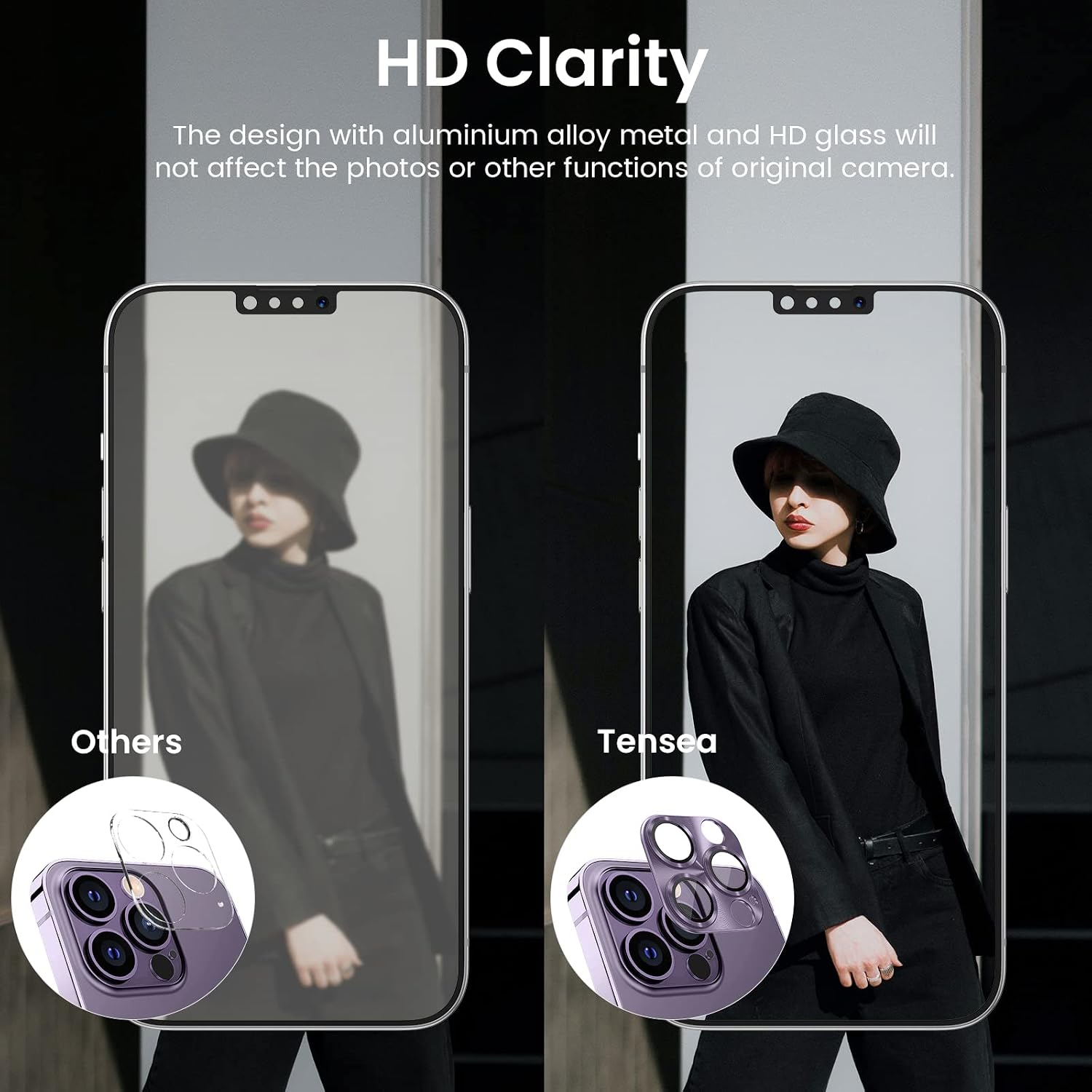 Tensea for iPhone 14 Pro/iPhone 14 Pro Max Camera Lens Protector, Aluminum Alloy Metal Tempered Glass Cover Camera Screen Protector Accessories, Case Friendly for iPhone 14Pro / 14 ProMax 2022