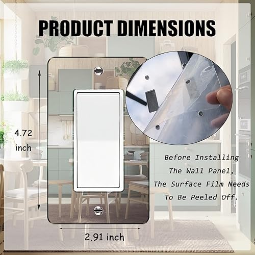 Miniatura 30 de Placas de interruptor de luz de espejo, cubiertas de salida de placa de pared duradera, placas de interruptor de espejo de acrílico y cubiertas