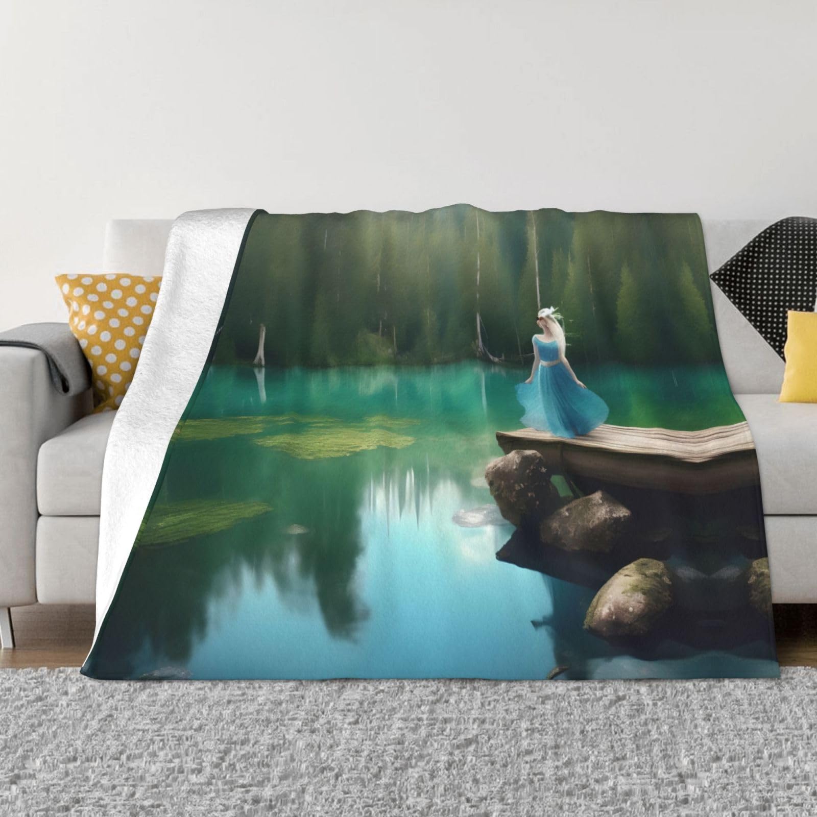 Couverture polaire douce fée du lac chaude jeté de lit et canapé