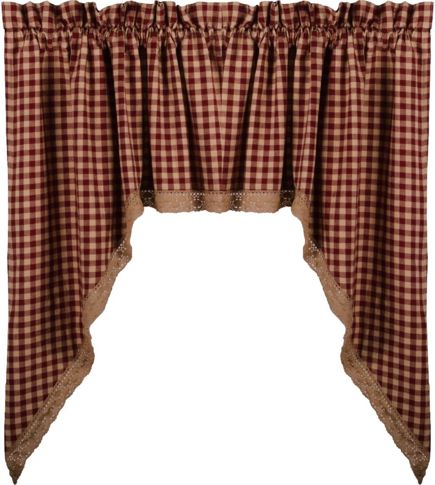 Heritage House Barn Red Lace Swag 72" x 36"