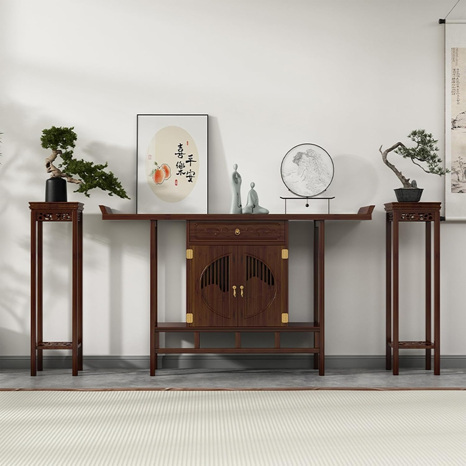 Alter Table for Spiritual with Storage,Household Buddha Statue Standing Cabinet,Buddhist Altar,Chinese Statue Display Shelf,Suitable for Temples, Homes, Churches