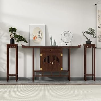 Alter Table for Spiritual with Storage,Household Buddha Statue Standing Cabinet,Buddhist Altar,Chinese Statue Display Shelf,Suitable for Temples, Homes, Churches