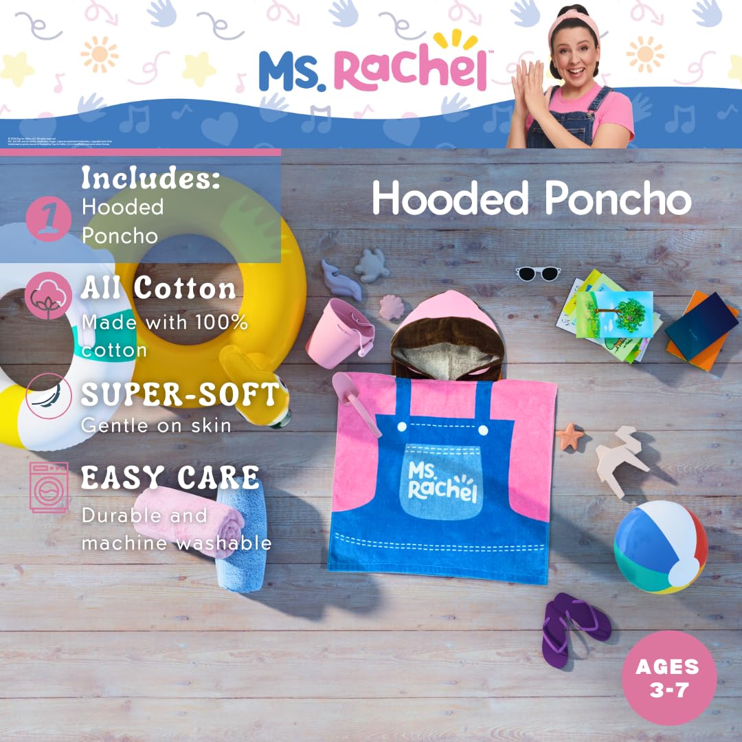 Franco Ms. Rachel Kids Beach/Pool/Bath/Camping Hooded Towel Poncho 24