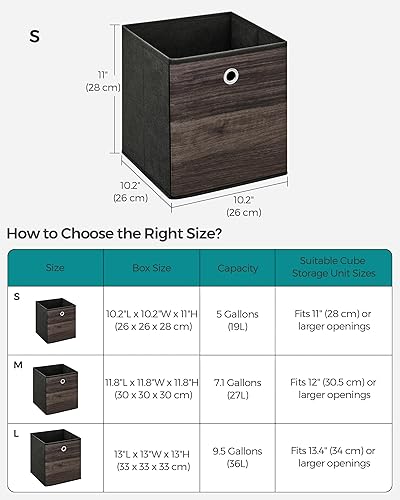 Miniatura 6 de SONGMICS Cubitos de almacenamiento, juego de 6 contenedores de almacenamiento con asas, cajas de almacenamiento plegables de tela Oxford y tela no