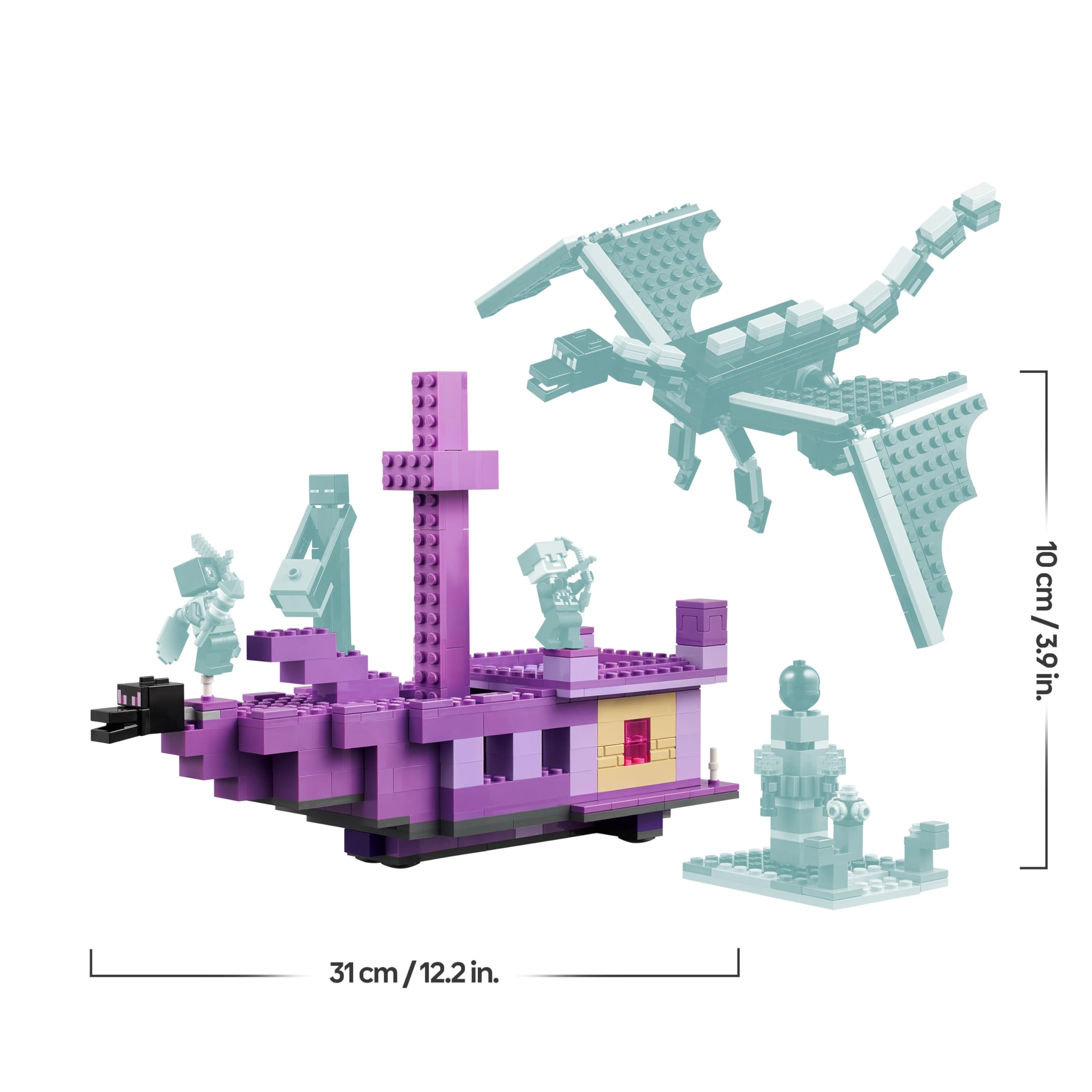 LEGO Minecraft The Ender Dragon and End Ship Toy - Play & Display Set with a Boat, Dragon and 3 Figures incl. an Enderman - Gamer Gift for 8+ Year Old Boys & Girls - 21264