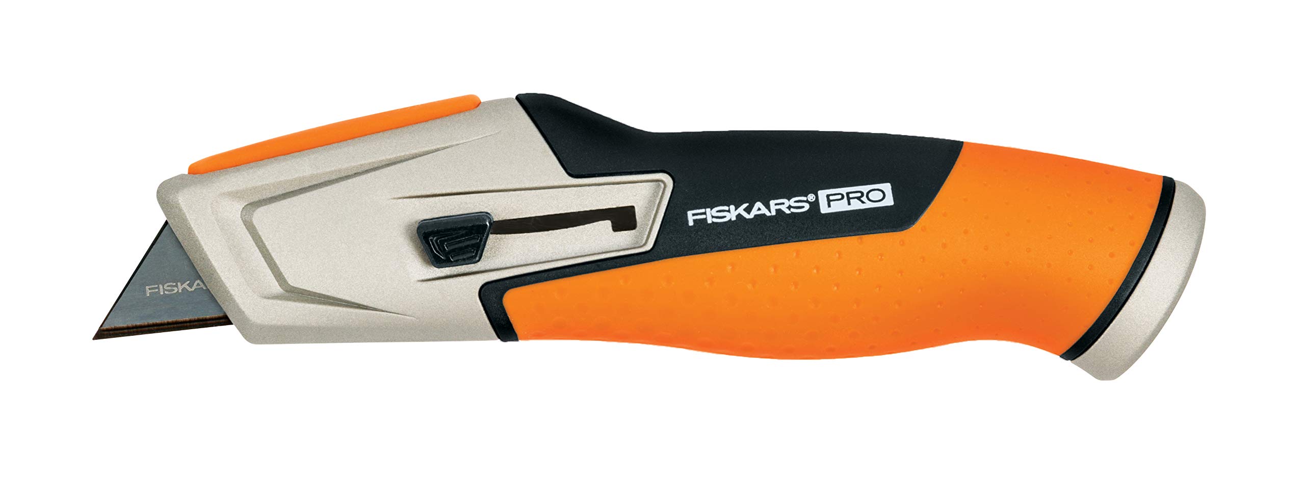 Fiskars Orange/Black Carbonmax Retractable Utility Knife, Length 17.7Cm