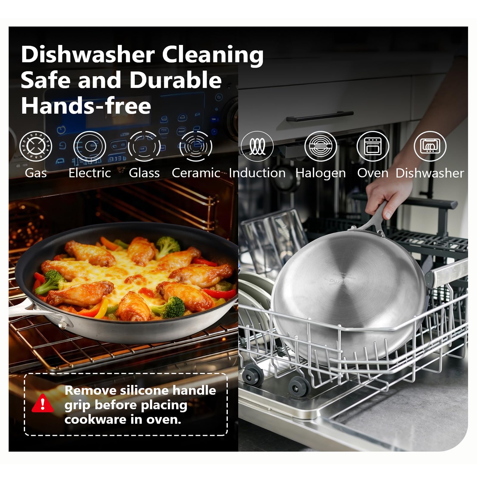 Agerma 10" Nonstick Frying Pan - Stainless Steel -5