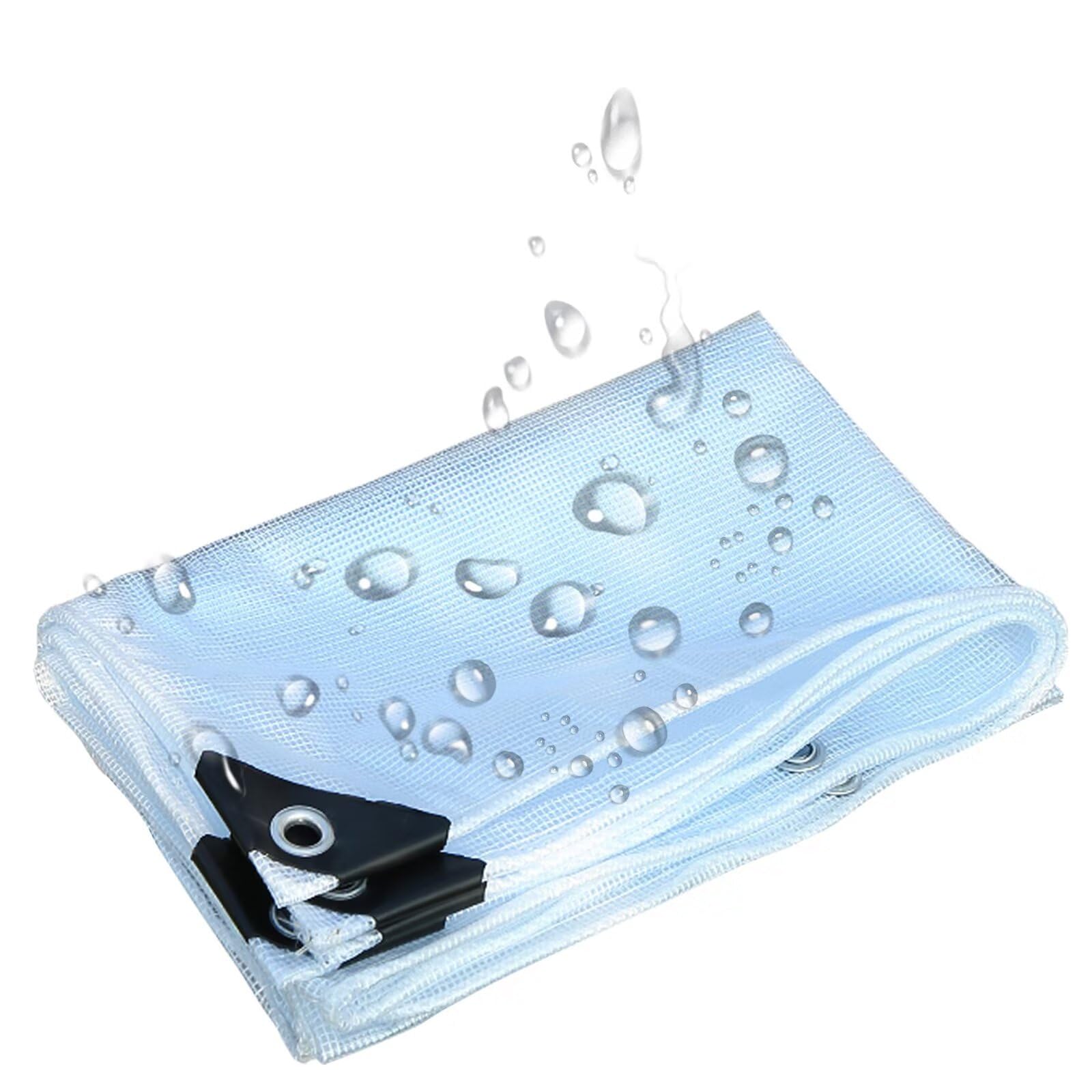 Qlxiuff White Heavy-Duty Waterproof Mesh Clear Tarpaulin, Reinforced Transparent Tarp Cover With Rubber Strengthened Corners, Groundsheet, Outdoor Polyethylene Sheeting1.5x2 M