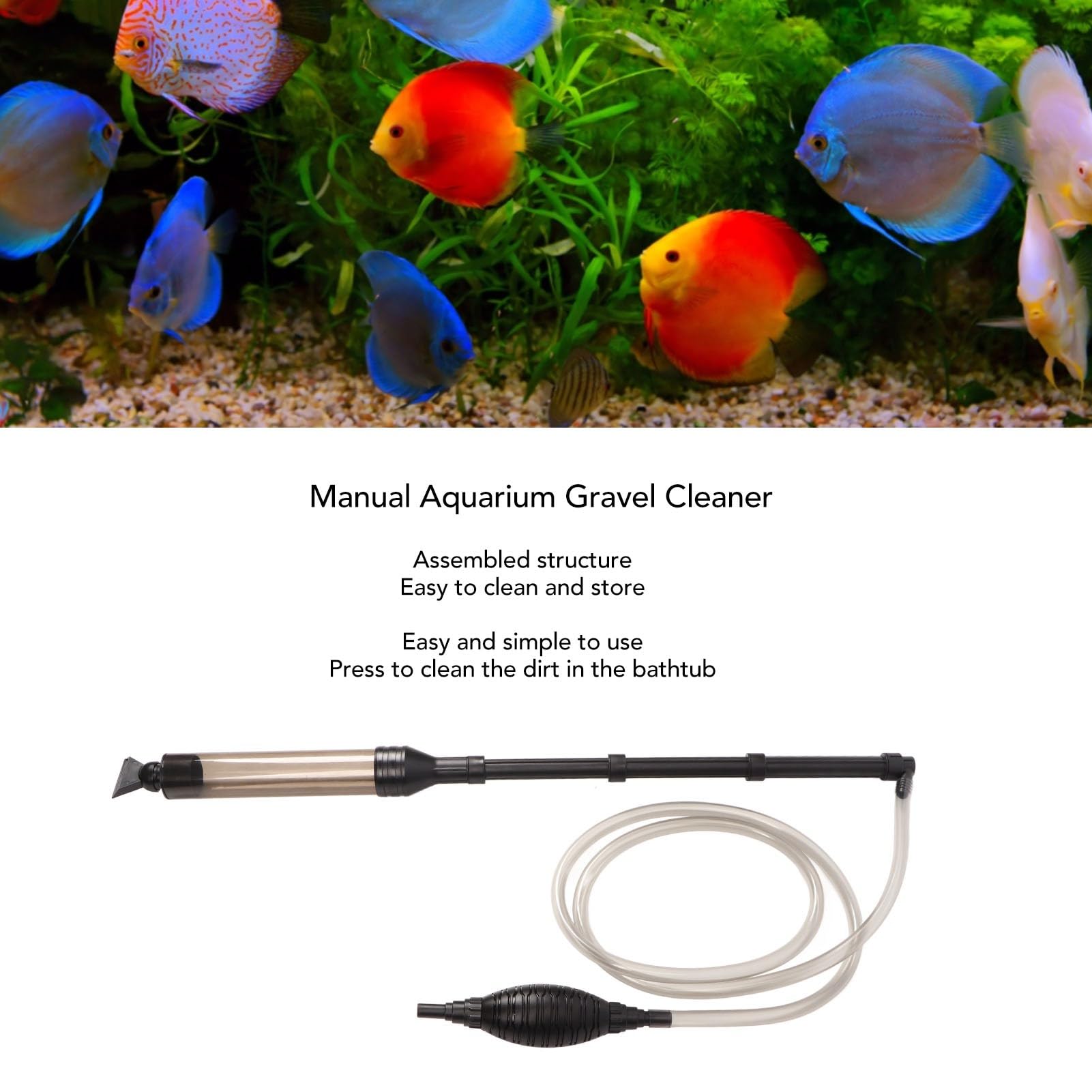 Cosiki Aspirateur d'Aquarium, Aspirateur de Gravier d'Aquarium, Interrupteur Manuel Sûr et Robuste avec Réglage Automatique pour Aquarium (Grand 8,3 Pouces de Long et 7,9 Pouces de