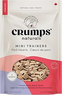 CRUMPS NATURALS Mini Trainers Freeze Dried Pork Hearts 1.9oz, Dog Treats